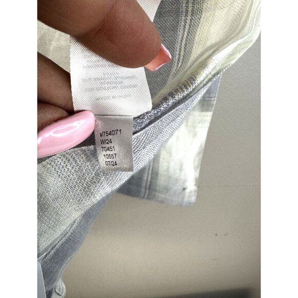 LOFT NWT Blue White Plaid Scarf Coastal Grandma Nautical Summer Lightweight Flaw - Picture 5 of 12